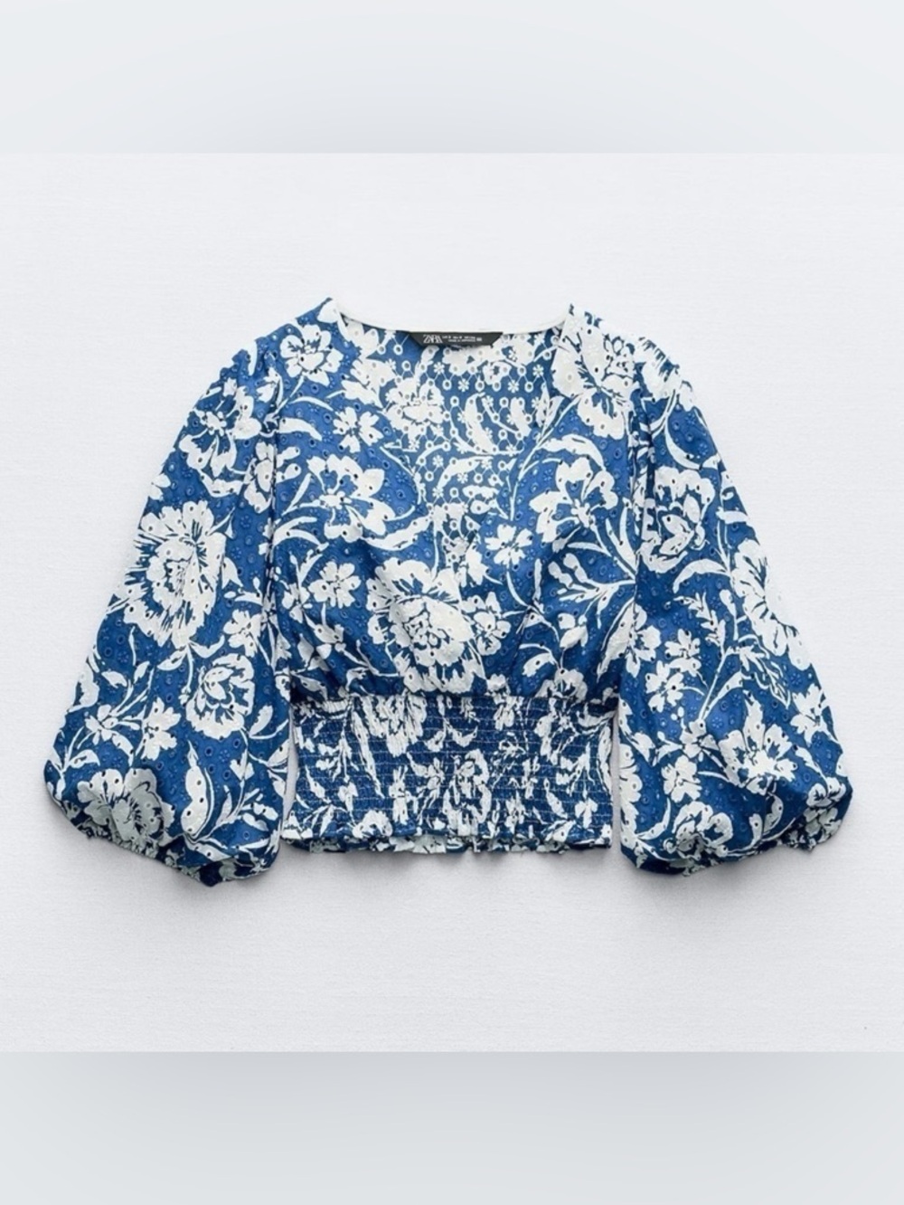 New ZARA Floral Printed Embroidered Eyelet Top - Picture 6 of 8